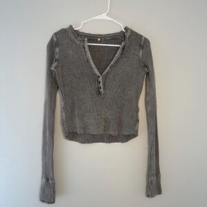 Free People Long Sleeve Waffle Knit Henley – XS